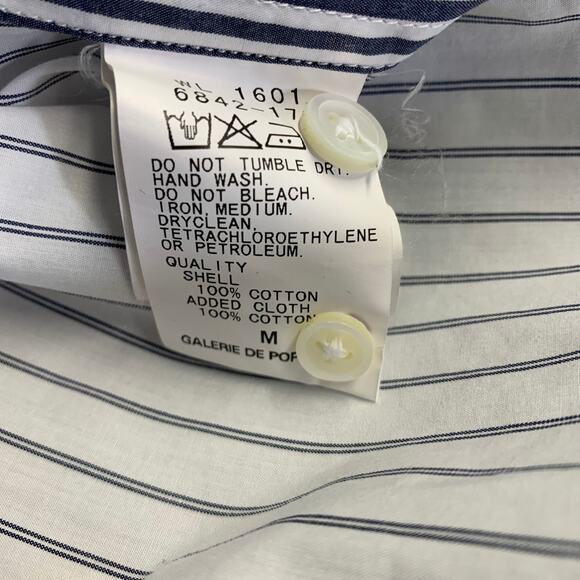 SAGE DE CRET Size M White Grey Stripe Cotton Mixed Pattern Long Sleeve Shirt - Picture 5 of 7